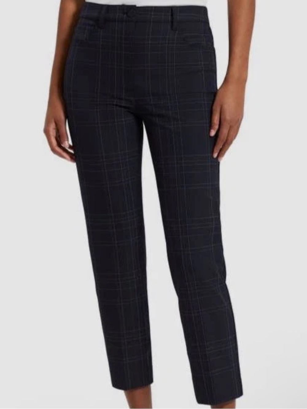Theory Black Plaid Cropped Trousers